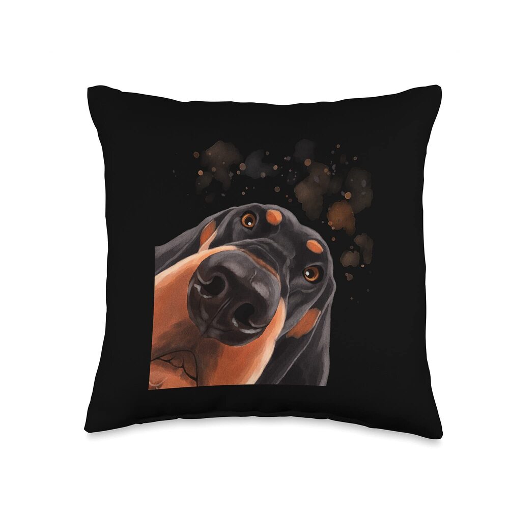 4327 Funny Curious Dog Black and Tan Coonhound Throw Pillow